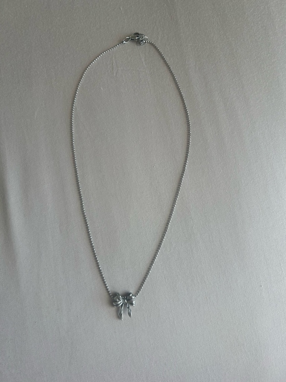 Delicate Silver Bow Pendant Necklace - Women Jewelry